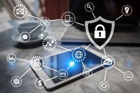 Cyber security, Data protection, information safety. technology business concept Stock Illustration