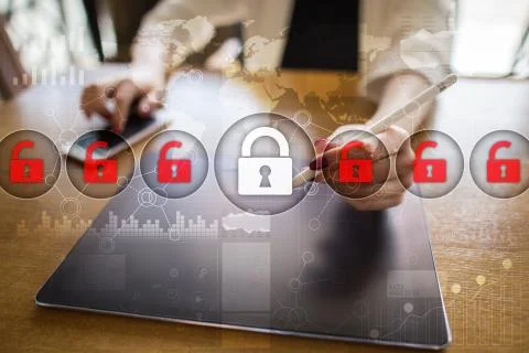 Cyber security, Data protection, information safety. technology business concept Stock Illustration