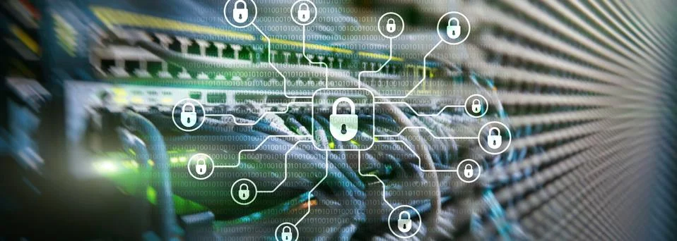Cyber security, data protection, information privacy. Internet and technology Illustrazione stock