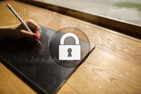 Cyber security, Data protection, information safety and encryption. Stock Photos