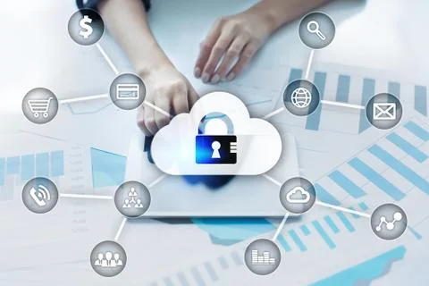 Cyber security, Data protection, information safety and encryption. 库存照片