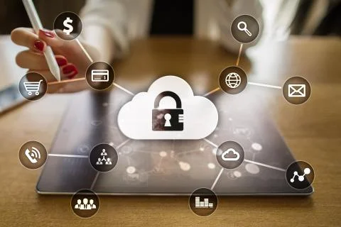Cyber security, Data protection, information safety and encryption. Stock Photos