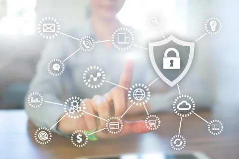 Cyber security. Data protection. Information privacy. Padlock icon on virtual Stock-Fotos
