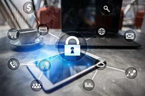 Cyber security, Data protection, information safety and encryption. internet Stockfoto's
