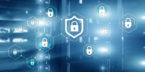 Cyber security data protection information privacy concept of blurred server Stock Photos