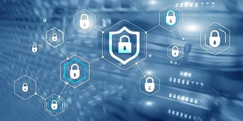 Cyber security data protection information privacy concept of blurred server Stock Photos