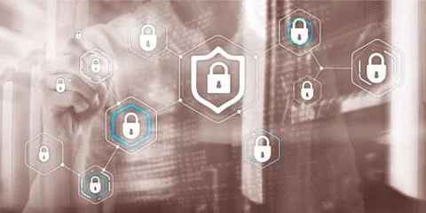 Cyber security data protection information privacy concept of blurred server Foto stock