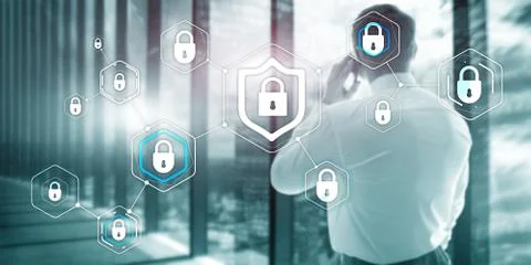 Cyber security data protection information privacy concept of blurred server Foto stock