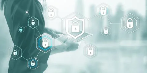 Cyber security data protection information privacy concept of blurred server Stock Photos