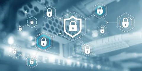 Cyber security data protection information privacy concept of blurred server Foto stock