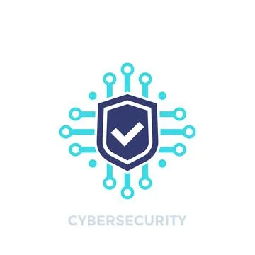 Cyber security, data protection vector logo on white Stock Illustration