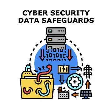 Cyber security data safeguards controlling digital information 스톡 일러스트