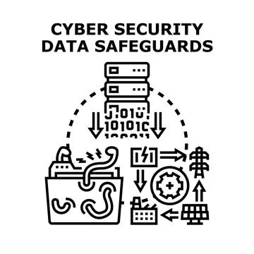 Cyber security data safeguards controlling digital information Stock Illustration