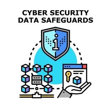 Cyber security data safeguards protecting digital information access Stockillustratie