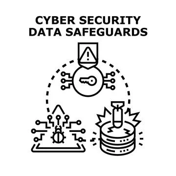 Cyber security data safeguards protecting digital information Illustration