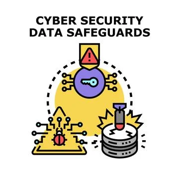 Cyber security data safeguards protecting digital information Stockillustratie