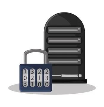 Cyber security data server padlock system Stock Illustration