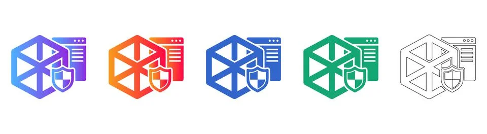 Cyber Security Data Shield Icons イラスト素材