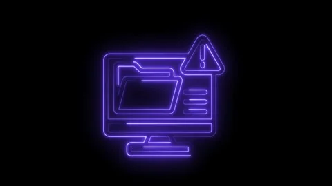 Cyber security data warning on computer screen with neon glowing style effect Stock Footage 312309656