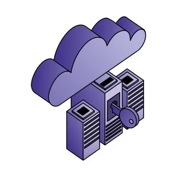 Cyber security database server cloud computing network Stock Illustration