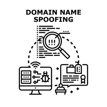 Cyber security detecting domain name spoofing attack Stock Illustration