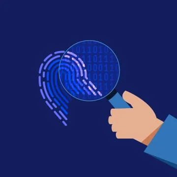 Cyber Security Digital Binary Fingerprint Flat Concept Stock Illustration