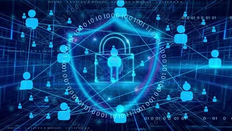 Cyber security digital data concept pad lock with global network technology.. Stock Illustration