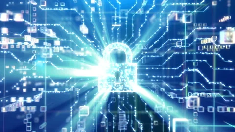 Cyber Security. Digital Data Network and Closing Lock Stock Footage 239553094