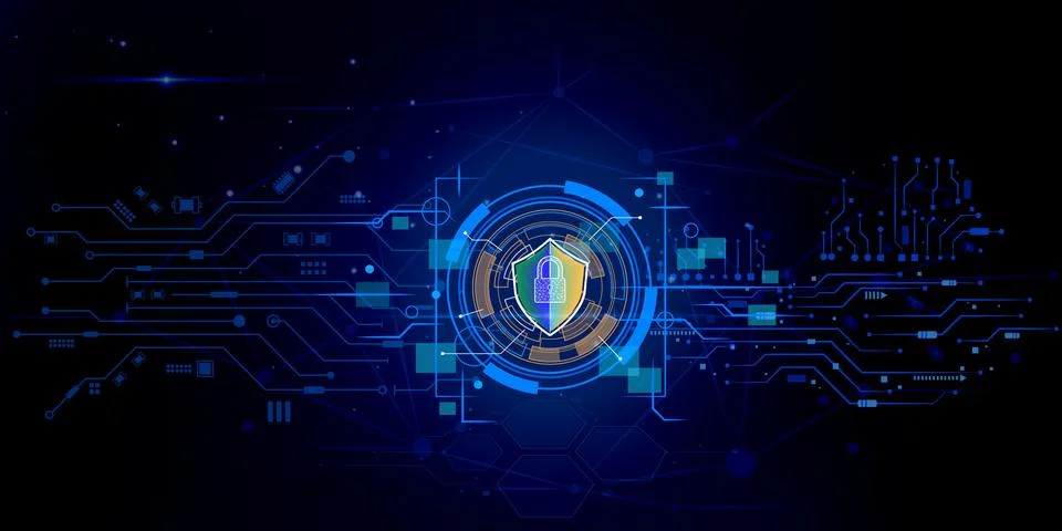 Cyber security digital icon on element circuit diagram abstract pattern, te.. イラスト素材