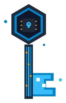 Cyber Security Digital Key Vector Illustration Illustrazione stock