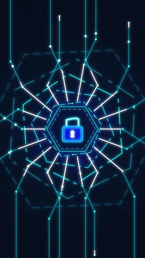 Cyber security digital lock data protection network safety technology Stock Footage 347557360