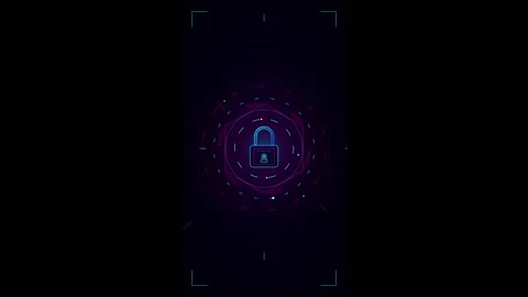 Cyber security digital lock with hud interface animation for data protectio.. Stock Footage 337558851