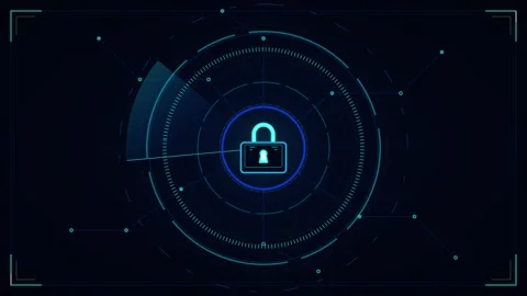 Cyber security digital lock interface: data protection and network privacy .. Stock Footage 337558790