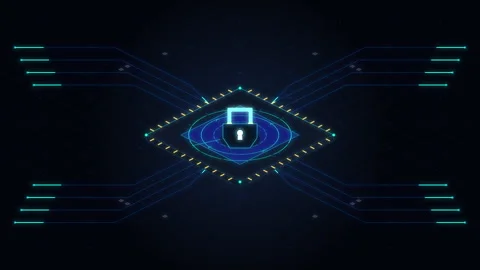 Cyber security digital lock padlock data privacy technology loop Stock Footage 347245142