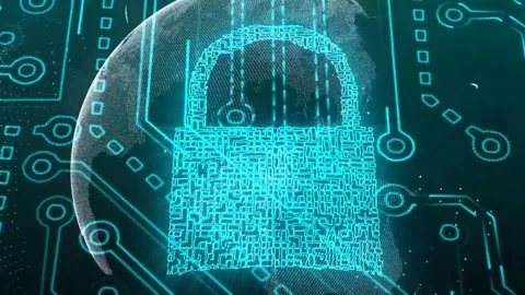 Cyber security digital padlock Stock Footage 92381688