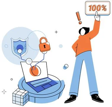 Cyber security. The digital realm necessitates stringent privacy and information Stock Illustration