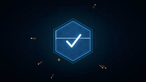 Cyber security digital shield hexagonal barrier concept glowing in neon light Stock Footage 339316958