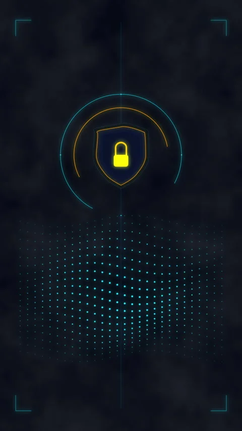 Cyber security digital shield, padlock icon, interface data protection, tec.. Stock Footage 348326658