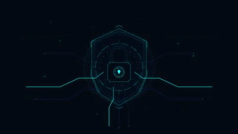 Cyber security digital shield technology innovation network security Stock Footage 347557373