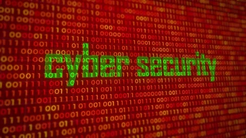 Cyber Security Digital Text Animation on Red Alert Binary Data Background 動画素材 329611531