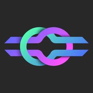 Cyber security double loop logo, abstract strong knot shape of vibrant grad.. 스톡 일러스트