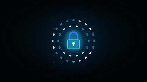 Cyber security encryption cipher core rotating concept glowing in neon light Stock Footage 339316961