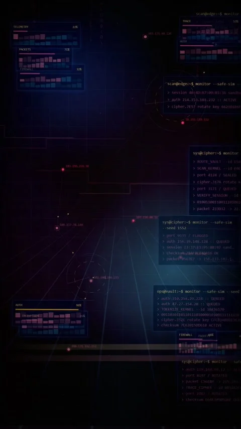 Cyber Security Encryption Enabled Digital HUD Background Stock Footage 335346902