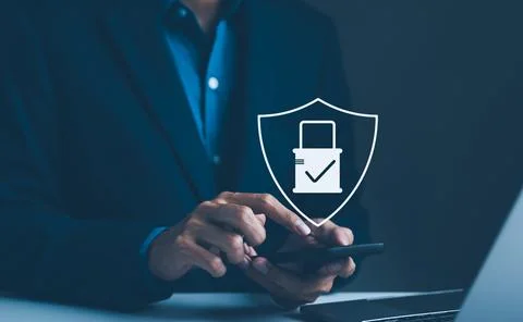 Cyber security encryption privacy concept. Man enter username and password Stock Photos