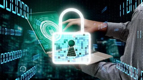 Cyber security encryption technology to protect data privacy conceptual 写真素材