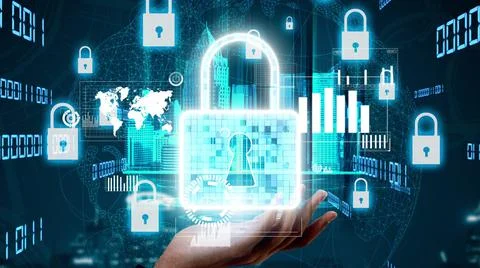 Cyber security encryption technology to protect data privacy conceptual Stock Photos