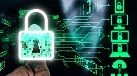 Cyber security encryption technology to protect data privacy conceptual Stock Photos