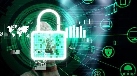 Cyber security encryption technology to protect data privacy conceptual Stock Photos
