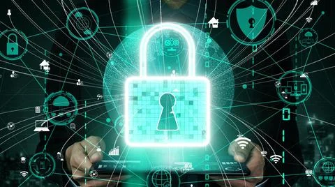 Cyber security encryption technology to protect data privacy conceptual Stock Photos