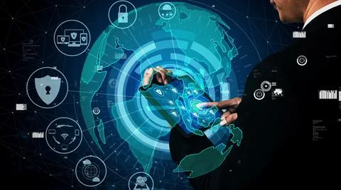 Cyber security encryption technology to protect data privacy conceptual Stock Photos